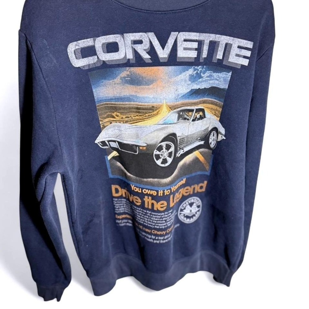 Chevrolet Corvette Drive the Legend Navy Blue Graphic Sweatshirt Mens Medium